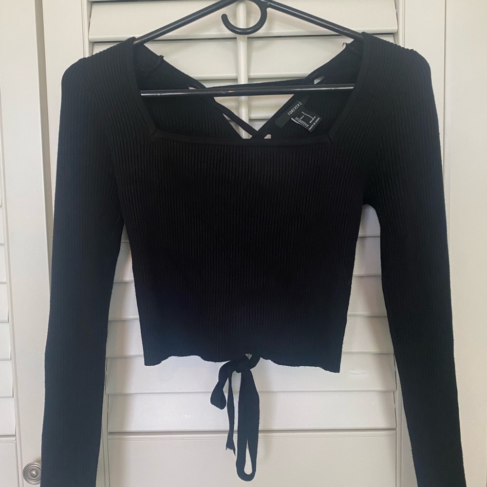Forever 21 ribbed knit cropped long sleeve